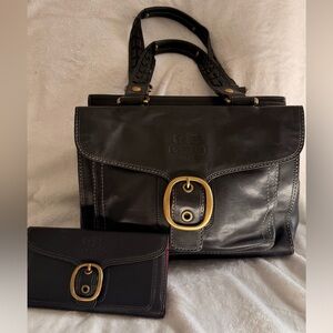 Coach Black Bleecker legacy tattersall tote w/match wallet F0793-11420 Rare